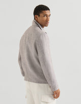 Light Brown Linen and hemp diagonal outerwear jacket