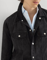 Suede four-pocket jacket in Navy Blue
