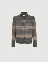 Alpaca, cashmere and wool nordic jacquard high-neck cardigan with zip