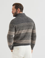 Alpaca, cashmere and wool nordic jacquard high-neck cardigan with zip