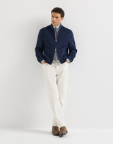 Lightweight cashmere flannel bomber jacket in royal blue