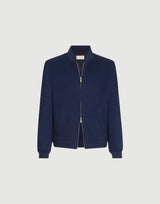 Lightweight cashmere flannel bomber jacket in royal blue