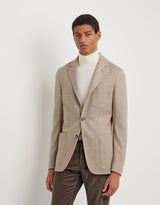Jersey blazer in beige cashmere and silk