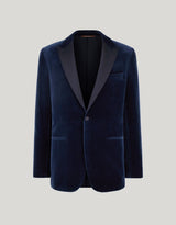 Blue cotton velvet tuxedo jacket