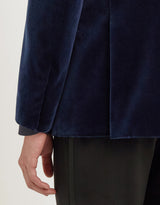 Blue cotton velvet tuxedo jacket