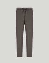 Taupe drawstring chinos in Impeccabile wool flannel