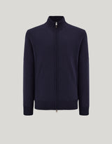 Dark navy merino wool Travel cardigan with zipper