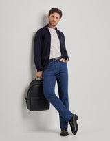 Dark navy merino wool Travel cardigan with zipper