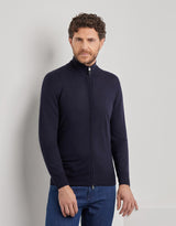Dark navy merino wool Travel cardigan with zipper