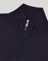 Dark navy merino wool Travel cardigan with zipper