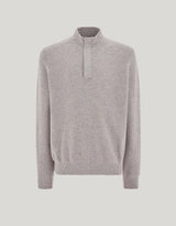 Wool and cashmere mock neck sweater with zipper and lambskin details