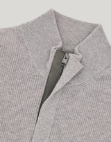 Wool and cashmere mock neck sweater with zipper and lambskin details