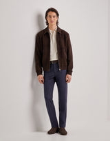 Melange blue five pocket pants in washable Impeccabile wool