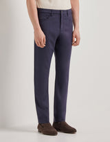 Melange blue five pocket pants in washable Impeccabile wool