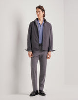 Gray melange five pocket pants in washable Impeccabile wool