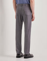 Gray melange five pocket pants in washable Impeccabile wool