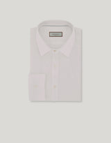 White linen regular-fit shirt with narrow pointed collar