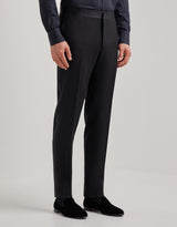 Black wool tuxedo with peak lapels