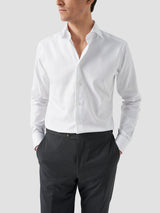 Solid Textured Twill Shirt - Contemporary White