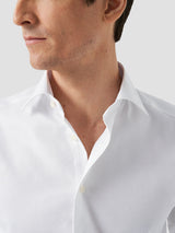 Solid Textured Twill Shirt - Contemporary White
