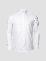 Solid Textured Twill Shirt - Contemporary White