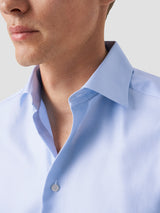 Solid Textured Twill Shirt - Contemporary Blue