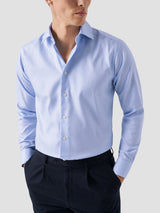 Solid Textured Twill Shirt - Contemporary Blue