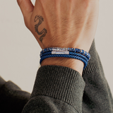 Giza Click Pelle Double Wrap Blue Leather Bracelet
