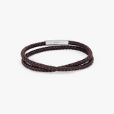 Giza Click Pelle Double Wrap Brown Leather Bracelet - L
