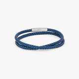 Giza Click Pelle Double Wrap Blue Leather Bracelet