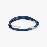 Giza Click Pelle Double Wrap Blue Leather Bracelet