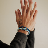 Giza Click Pelle Double Wrap Blue Leather Bracelet