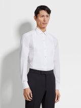 Optical White Cotton Tuxedo Shirt