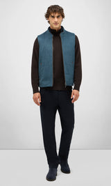 Navy Five-Pocket Trousers in Light Stretch Flannel