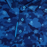 ICON CAMO TECH JERSEY POLO IN AZUL