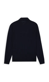 Malpensa Polo Shirt 3-Button in Pure Extra Fine Wool - Dark Navy