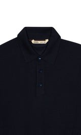 Malpensa Polo Shirt 3-Button in Pure Extra Fine Wool - Dark Navy