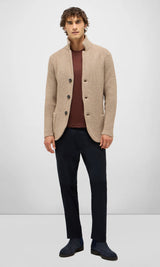 Navy Five-Pocket Trousers in Light Stretch Flannel