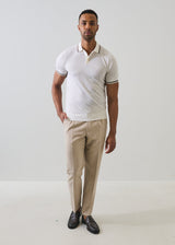 Merino Silk Tipped Polo in Snowflake