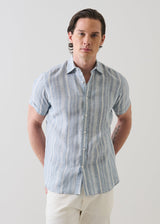 Jacquard Stripe Linen Shirt in Sky