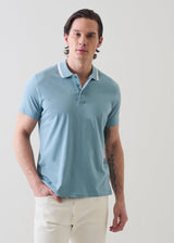 Organic Pima Cotton Tipped Polo in Blizzard Blue