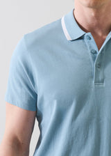 Organic Pima Cotton Tipped Polo in Blizzard Blue