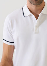Pima Cotton Stretch Tipped Polo in White