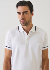 Pima Cotton Stretch Tipped Polo in White