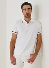 Pima Cotton Stretch Tipped Polo in White