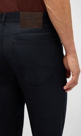 Navy Five-Pocket Trousers in Light Stretch Flannel