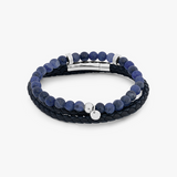 Stacked Multi-Layer Mixed Bracelet In Sodalite and Navy leather