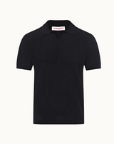 Tailored Fit Open Mesh Stitch Polo Shirt In Night Iris Blue
