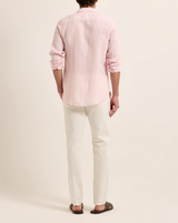 Pale Pink/White Classic Collar Tailored Fit Linen Shirt