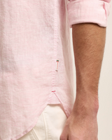 Pale Pink/White Classic Collar Tailored Fit Linen Shirt